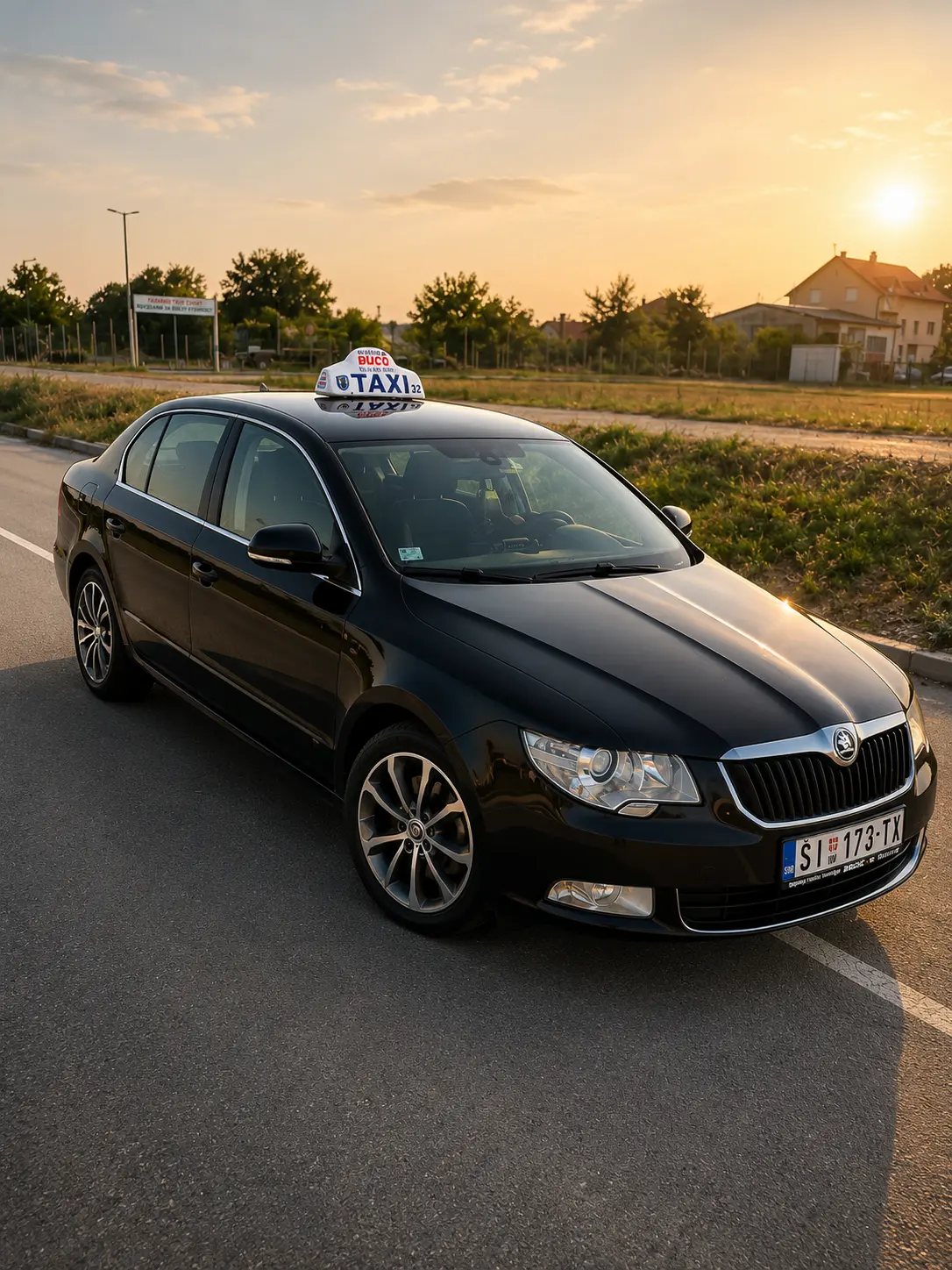 Taxi Šid Buco, Škoda Superb na putu u zalazak sunca